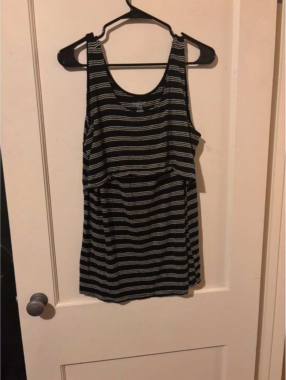 a:glow Black and White Striped Sleeveless Top Maternity XL